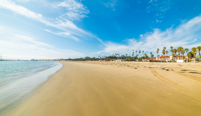 Stearns Wharf beach in Santa Barbara. Southern California, USA